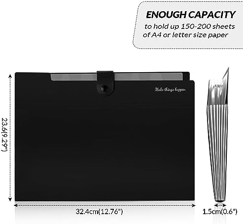 SKYDUE 8 Pockets Accordion File Organizer, Expanding File Folders, Portable Document Paper Organizer, A4 Letter Size, Snap Closure, Pack of 4 - Image 5