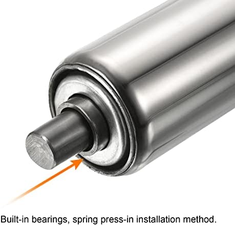 PATIKIL Conveyor Roller 1.5" Diameter 8" Length, 2 Pack Stainless Steel Gravity Transmission Replacement Part Galvanized End, Silver - Image 4