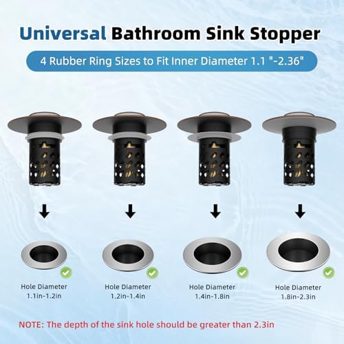 2 PCS Metal Bathroom Sink Stopper, Pop Up Drain Strainer, Oil Rubbed Bronze - Image 2
