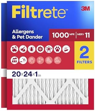 Filtrete 20x24x1 Air Filter, MERV 11, MPR 1000, 2 HVAC Filters by Filtrete
