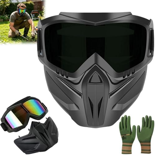 2026 Upgraded Detachable Full Face Goggle Mask, Anti-Fog Grass Cutting Goggles for Welding, Riding, Windproof Paintball Mask by Unknown