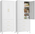 SteeLoong 75”Kitchen Pantry Cabinet, Metal Storage Cabinet with 3 Drawers by Steeloong