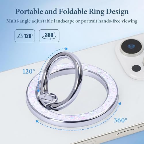 Magnetic Phone Ring for MagSafe Grip [Super Magnet] Gold Twinkle Design Ring Holder Stand, magsafe pop Socket (Colorful and Dazzling) - Image 2