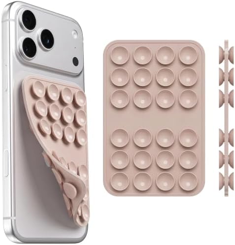 Double Sided Silicone Suction Cup Phone Case Detachable Mount, Milk Tea by Mnyatr