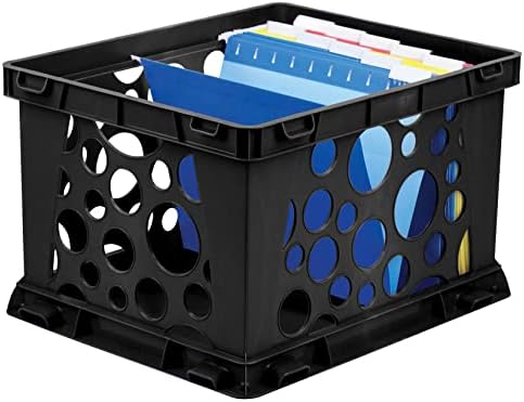 Storex Premium File Crate with Handles – Letter and Legal Document and Folder Storage, Black, 3-Pack (61546A03C) - Image 2