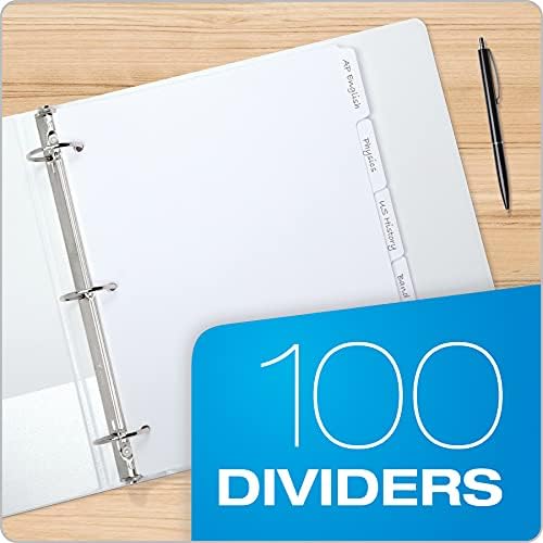 Oxford Blank Write On Binder, 1/5 Cut Tabs, 3 Hole Punch Dividers in 5 Tab Sets, 100-Dividers, 20 Sets, White (89981) (Pack of 5) - Image 5