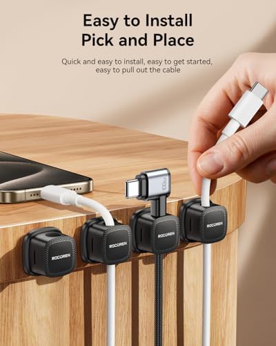 Rocoren 18‑Pack Magnetic 1s‑Lock Adhesive Cable Clips Cord Organizer - Image 5