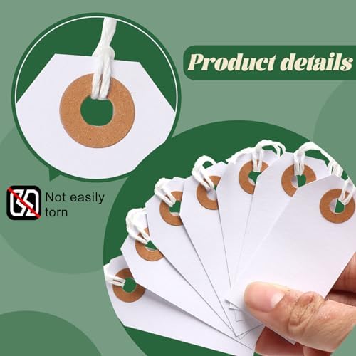 200 Pieces White Sale Tags with String Attached 2.8 x 1.5 inch Sale Tag String Tag with Reinforced Hole Shipping Tags for Office Gift Hang (Pack of 2) - Image 3