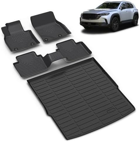 All Weather Car Floor Mats & Cargo Liner Set Fit for Mazda CX-50 (Not for Hybrid) 2023 2024 2025 2026 Floor Liners Trunk Liner CX50 Cargo Mat Accessories Black by VOUKIY