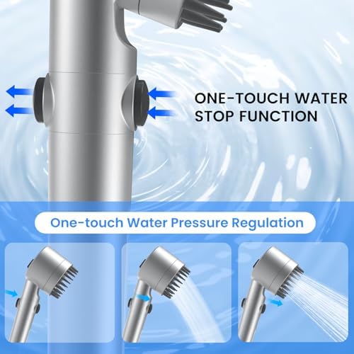 Filtered Shower Head with Handheld, High Pressure Water Flow and Multiple Spray Modes Shower Head with Filter, Power Wash for Hard Water, Showerhead with ON/OFF Switch for Pets Bath (Silver) - Image 6
