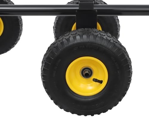Heavy Duty Dolly 1200 lbs Capacity, 6-Wheel Foldable Utility Cart with 10" Inflatable Tires, Carbon Steel Platform Dolly for Moving Furniture, Equipment, Warehouse Use (Black) - Image 7