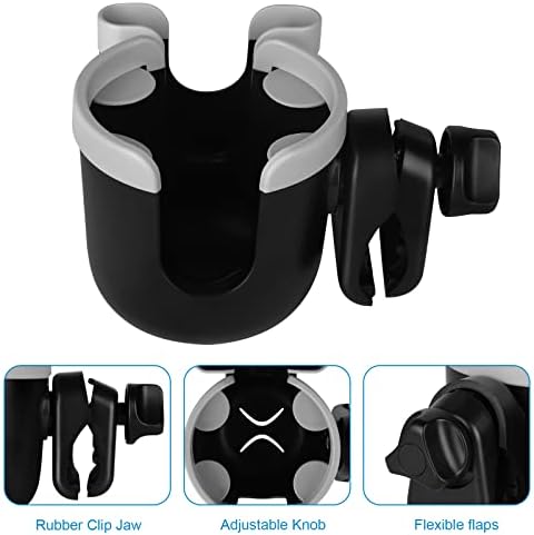 Accmor Stroller Cup Holder with Phone Holder, Bike Cup Holder, Universal Cup Holder for Uppababy Nuna Doona Strollers, 2-in-1 Cup Holder for Walker, Wheelchair, Scooter - Image 4