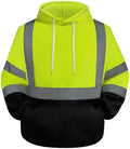 TCCFCCT Hi Vis Hoodie for Men Women Class 3 Safety Jacket Reflective, High Visibility Hoodie for Men Construction, Surveyors, Durable & Dirt-resistant with Black Bottom Part, WT-Yellow XL by TCCFCCTPROFESSIONALSAFETYSOLUTIONS