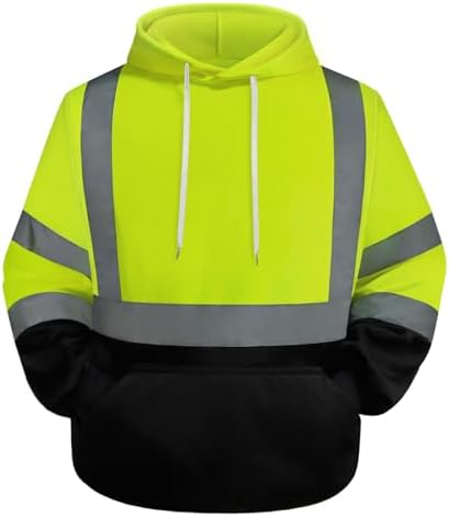 TCCFCCT Reflective Hoodie Class 3 Hi Vis Hoodies for Men Women, Reflective Safety Construction Jackets for Men Workers, Surveyors, Durable & Dirt-resistant, Meets Ansi, WT-Yellow 4XL by TCCFCCTPROFESSIONALSAFETYSOLUTIONS
