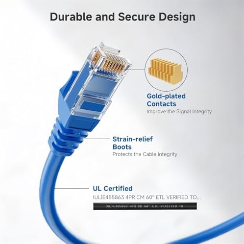 Cable Matters 10Gbps 5-Pack Snagless Cat 6 Ethernet Cable, 14ft, Blue - Image 4