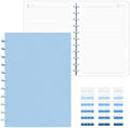 Discbound Notebook, 8-Disc Disbound Planner with Removable Pages, 180 Pages Spiral Notebook, Poly Cover Discbound Planner for Work, Travel, Note Taking(With Index Sticker),Blue,A4 by Mosabear