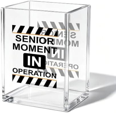 Funny Office Acrylic Cosmetic Pen Pencil Holder Cup, Senior Moment In Operation Pencil Organizer, Humor Unique Desk Accessories, Minimalist Sarcastic Gifts for Women Men Employee（A08） by Unknown