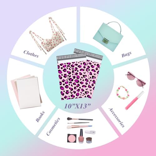 Fuxury Poly Mailers 10x13" 1200pcs,Cute Shipping Bag for Clothes,Pink Leopard - Image 4