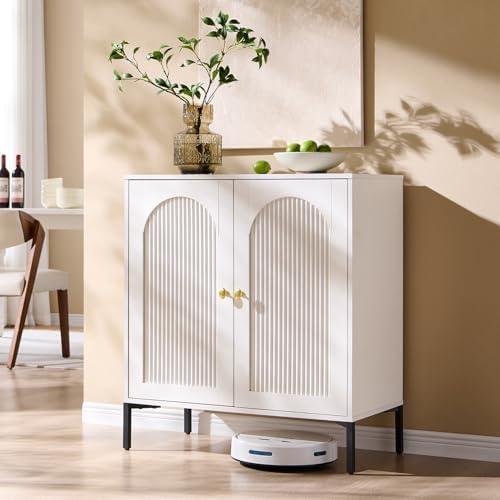 IFGET 34" Tall Modern Arched Sideboard Buffet Cabinet with Storage, White by IFGETEnrichYourLivingSpace