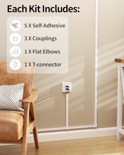 Yecaye 70.8in Cord Hider for 2-3 Wires on Wall, W0.94in H0.55in, White - Image 5