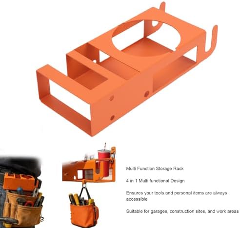 FTVOGUE 4 In 1 Job Site Organizer with Cup Holder Phone Stand and Hooks for Garage Construction Work Heavy Duty Steel Mounting on Wall Studs - Image 3
