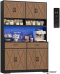 HOSTACK 75" Tall Kitchen Pantry Storage Cabinet, 45" W Hutch, Brown/Black by HOSTACK