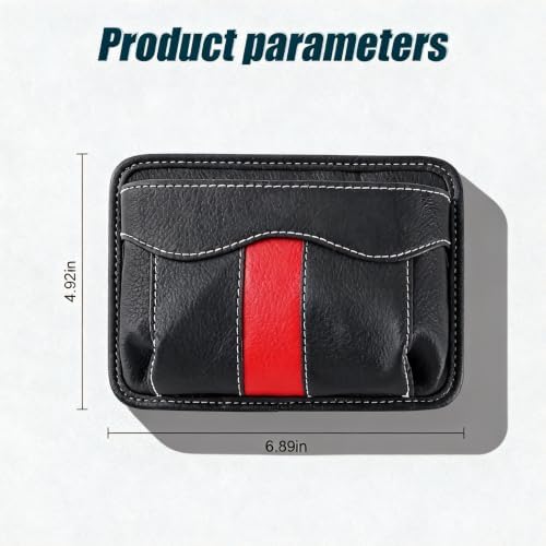 Car Seat Side Organizer, PU Leather Vehicle Storage Pocket, Universal Gap Filler for Auto Console Door Phone Document Sundries Organizer (Black and Red) - Image 2