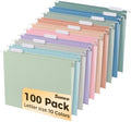 SUNEE Hanging File Folders, 100 Pack Letter Size Hanging File Folders with 1/5-cut Tabs, Stay Organized for Your Home and Office Bulk File, Documents and Paper, 10 Pastel Colors by SUNEE