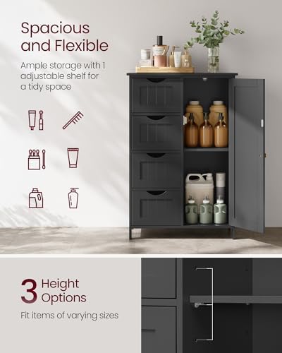 VASAGLE Floor Storage Cabinet, Farmhouse, 4 Drawers and 1 Door,32.3" H - Image 3