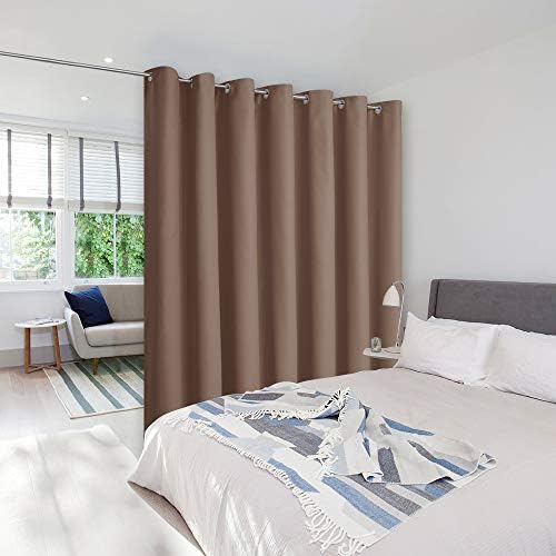 NICETOWN Privacy Room Divider Curtain Screen Partitions, Sound Blocking Blackout Room Divider Patio Door Curtain Panel for Glass Window/Sliding Door/Hall(1 Panel, 8.3ft Wide x 7ft Long, Cappuccino) by NICETOWN
