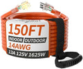 PlugSaf 150 FT 14 Gauge Extension Cord, Heavy Duty Extension Cord, Orange by PlugSaf