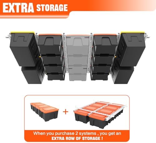 TORACK Garage Ceiling Bin Storage Rack, Overhead Tote Storage Rail System - Image 4