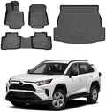 Powerty Floor Mats Cargo Liner for 2019-2025 Toyota RAV4 All Weather 3D TPE Anti-Slip Car Protection, 1st & 2nd Row Set with Rear Cargo Mat Accessories by Powerty