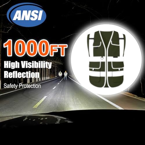 HYCOPROT High Visibility Safety Vest Hi Vis Reflective Construction Vests with Pockets for Men Women,Meets ANSI/ISEA Standard - Image 2