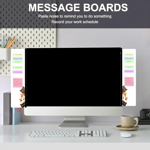 Office Desk Accessories 2pcs Multifunction Computer Monitor Memo Board - Transparent Computer Side Panel Memo Creative Monitor Side Panel Suitable for Office Home Desktop (Monitor Memo Board 13) - Image 6