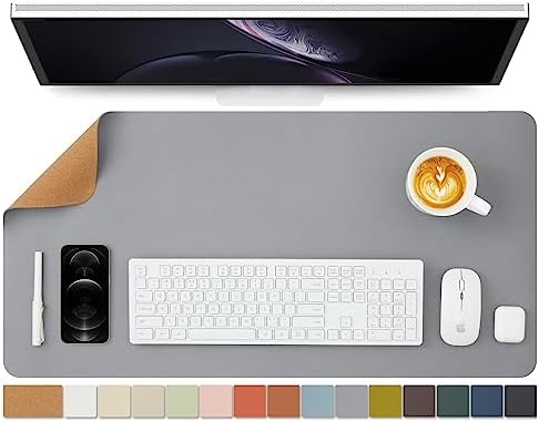 Cork Desk Mat - Dual-Sided Desk Pad for Office and Home - Desk Organization and Accessories - Ideal for Large Mouse Pad and Desk Mats on Top of Desks(Gray,80cmx 40cm) by HOMIEAZICOZI