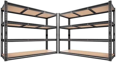 ROOMFAVE 48" W Garage Shelving 2200LBS, 4-Tier Storage Shelves, 2PCS by RoomFave-organizeyourjoy