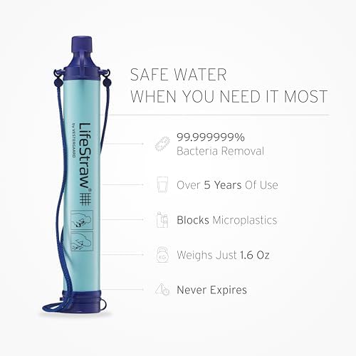 LifeStraw Personal Water Filter for Hiking, Camping, Travel, and Emergency Preparedness, 5 Pack, Blue - Image 3
