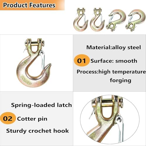 1/2" Chain Hooks, 2‑Pack Heavy Duty Clevis Slip Hook for Trailers - Image 3