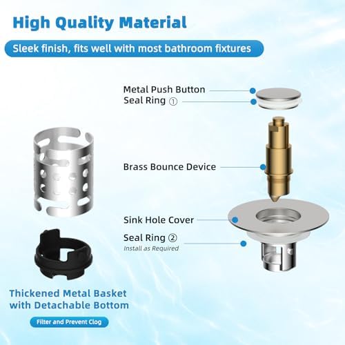 2PCS Universal Bathroom Sink Drain Strainer Hair Catcher, Brushed Nickel - Image 6