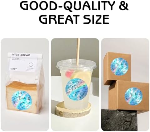 2-Inch Round Holographic Thermal Sticker Labels, with Rainbow Wave & Glitter Design, for Every Tags, Custom DIY Logo Applications, Waterproof and Tear-Resistant, Ocean Blue(200Pcs/Roll) - Image 6