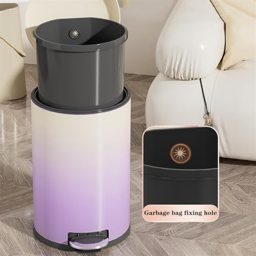 Purple Stainless Steel Smart Trash Can with Lid Step Pedal and Removable Liner Ideal for Living Room Bedroom Office and Bathroom Modern Gradient Design Wastebasket for Garbage Collection - Image 5