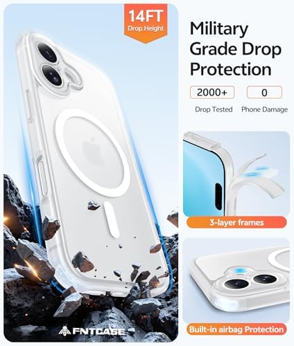 FNTCASE for iPhone 16 Case, Fit for Magsafe, Screen Protector, White - Image 5