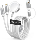 Travel Essentials,3 in 2 USB C Cable for Apple Watch Charger,iPhone Charger,Multi Charging Cable,Cruise Vacation Camping Portable for iWatch Series 11-2/Ultra/SE & iPhone 17-12,Car,White-6FT by ChargeBeyondPowerWithin