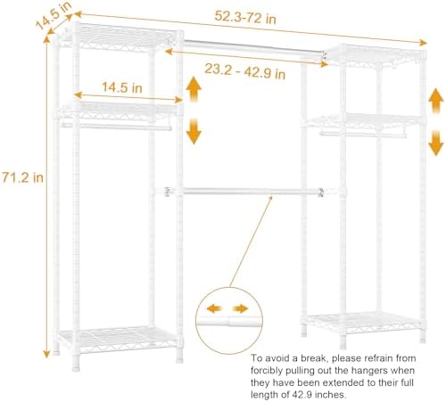 Ulif E7 Heavy Duty Garment Rack, Metal Clothing Racks for Hanging Clothes - Image 5
