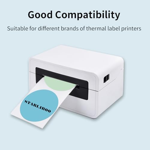3 Inch Round Thermal Label Printer Stickers, Self-Adhesive Direct Thermal Labels Stickers, Waterproof/Perforation Line Design- 300 Sheets/Multi-Colored - Image 4