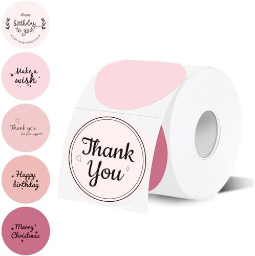2 inch Round Thermal Label,Pink Circle Thermal Sticker Labels for Business and Home,Direct Thermal Printer Label for DIY Logo Design,Thanks Card,500 Labels/1 Roll by Unknown