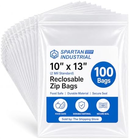 10" X 13" (100 Count) Quart Clear Reclosable Zip Plastic Poly Bags by SpartanIndustrial