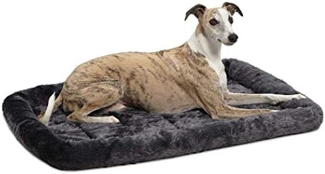 MidWest Homes for Pets QuietTime Dog Bed – Gray Faux Fur Bolster, Ultra-Soft and Machine Washable, Fits 36-Inch Crates and Carriers, for Medium to Large Breed Dogs by MidWestHomesForPets