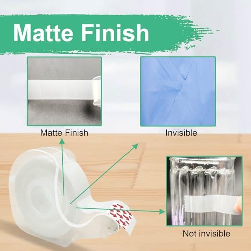 Tape Bulk, Clear Tape, Invisible, Matte Finish, Writable, 3/4 in x 650 in, Transparent Tape, 12 Rolls with Dispensers, Ideal for Gift Wrapping, School Supplies & Office Use - Image 2